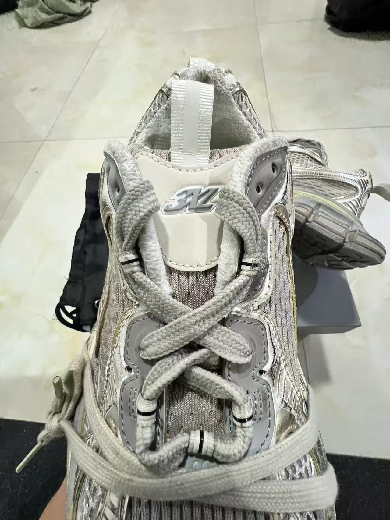 Balenciaga Track Trainer Silver Metallic Chunky Sneakers 4