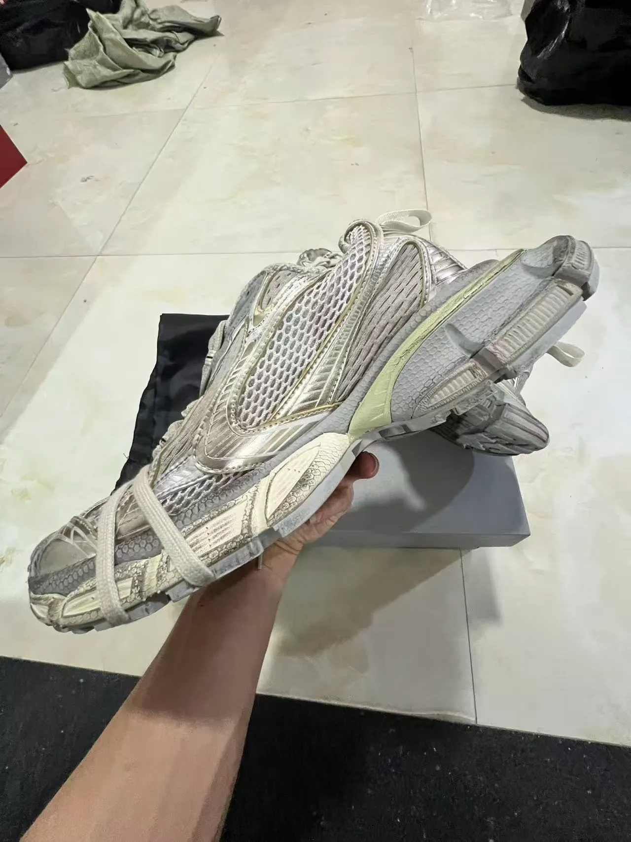 Balenciaga Track Trainer Silver Metallic Chunky Sneakers 5