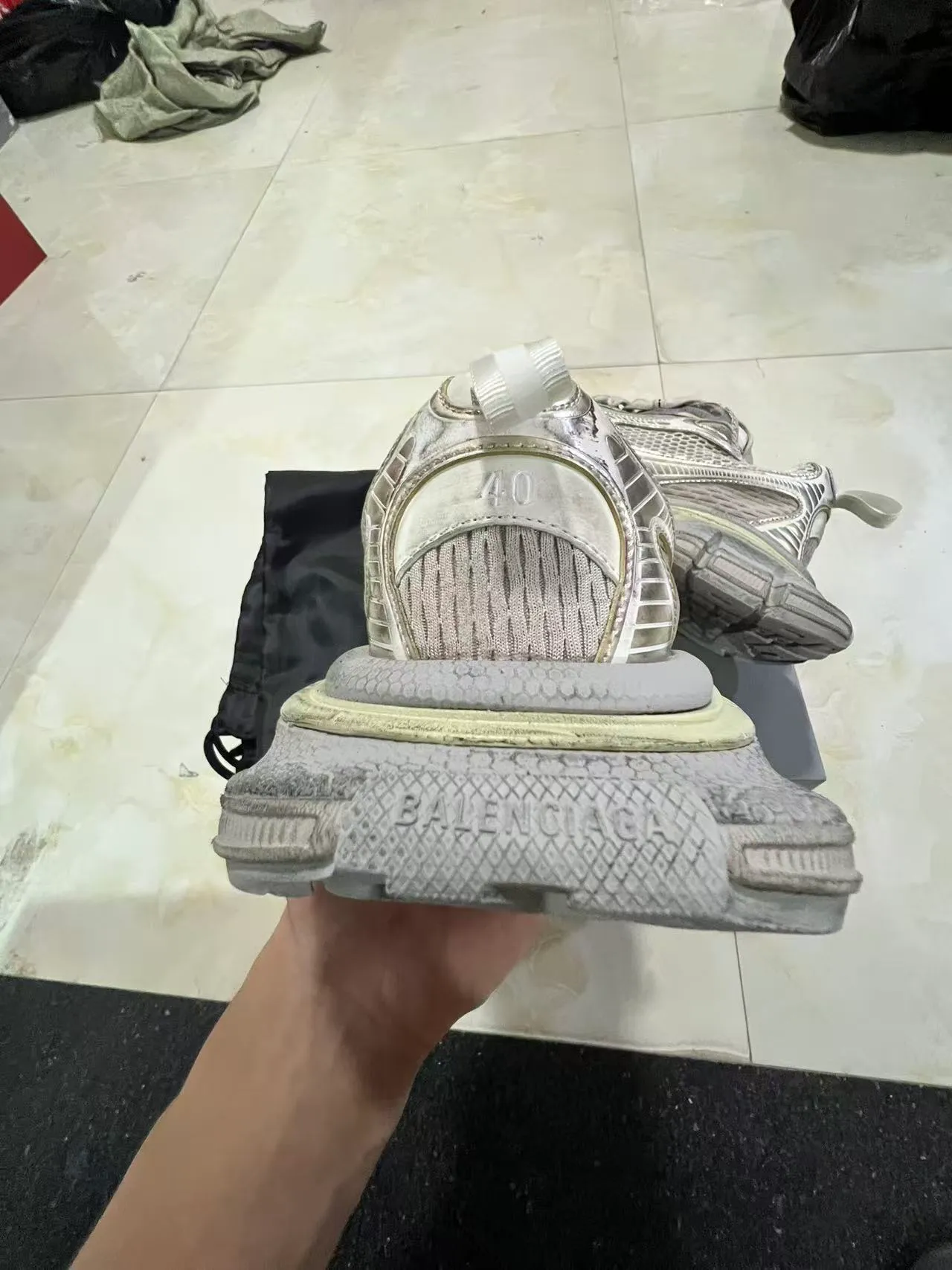 Balenciaga Track Trainer Silver Metallic Chunky Sneakers 8