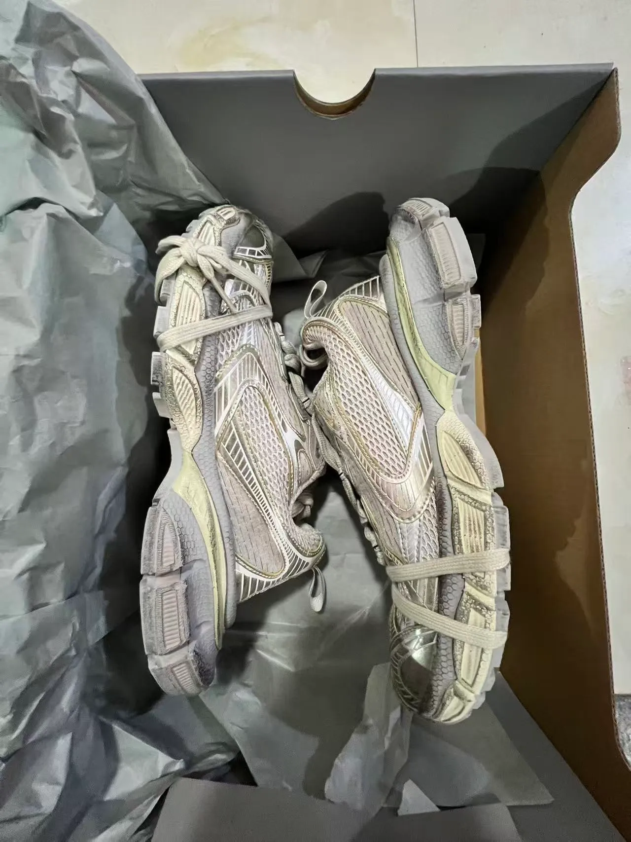 Balenciaga Track Trainer Silver Metallic Chunky Sneakers 10