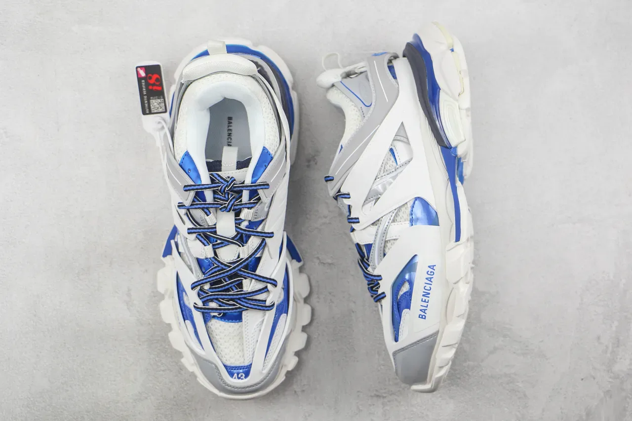 Balenciaga Track Trainer White Blue Silver Chunky Sneakers 3