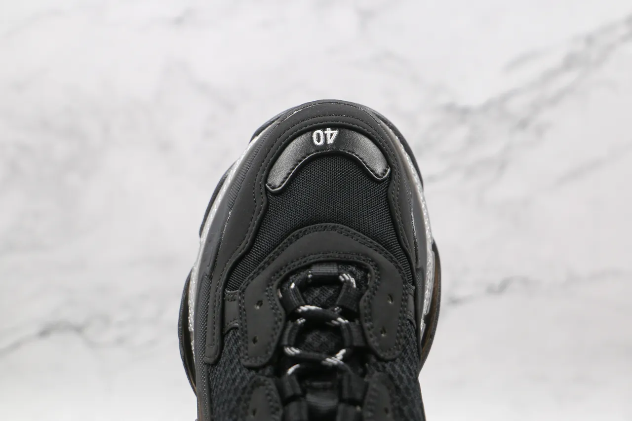 Balenciaga Triple S Black and Silver Chunky Sneakers 5
