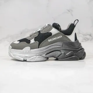 Balenciaga Triple S Black Gray Silver zapatillas con suela gruesa