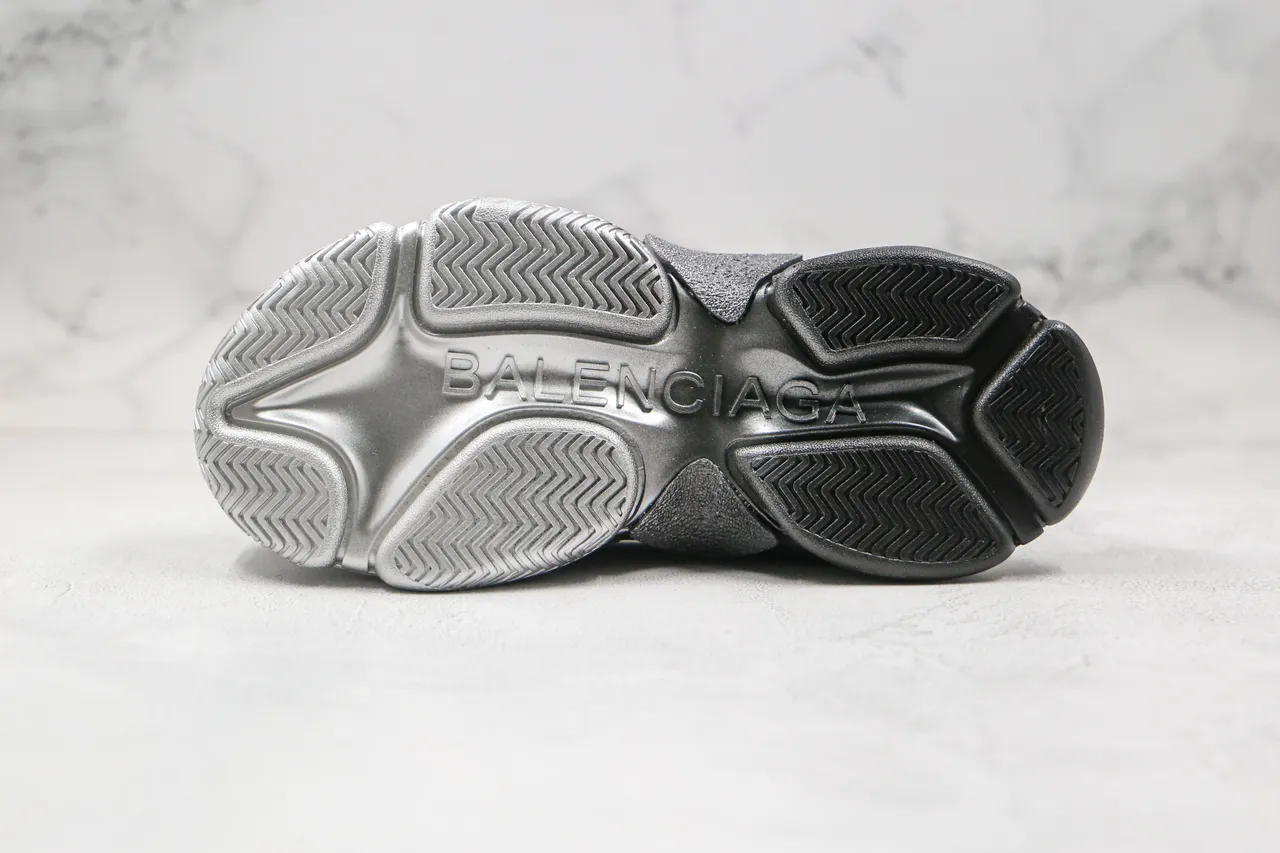 Balenciaga Triple S Black Gray Silver Chunky Sneakers 2