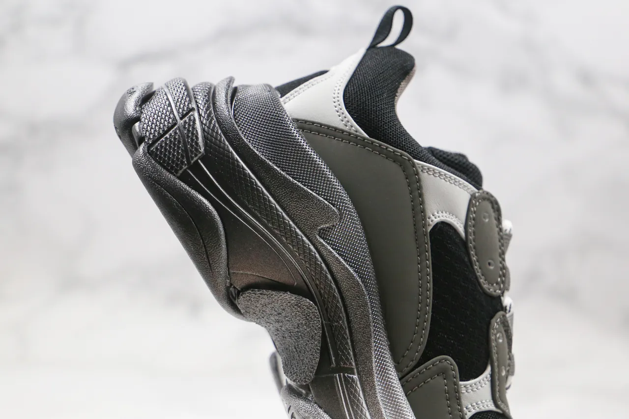 Balenciaga Triple S Black Gray Silver Chunky Sneakers 4