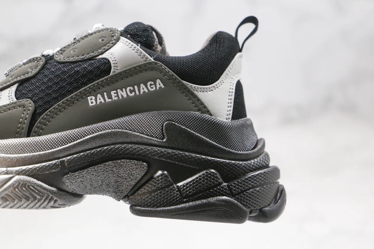 Balenciaga Triple S Black Gray Silver Chunky Sneakers 6