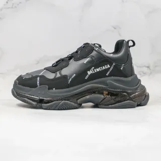 Balenciaga Triple S Black Logo-Print Chunky Sneakers
