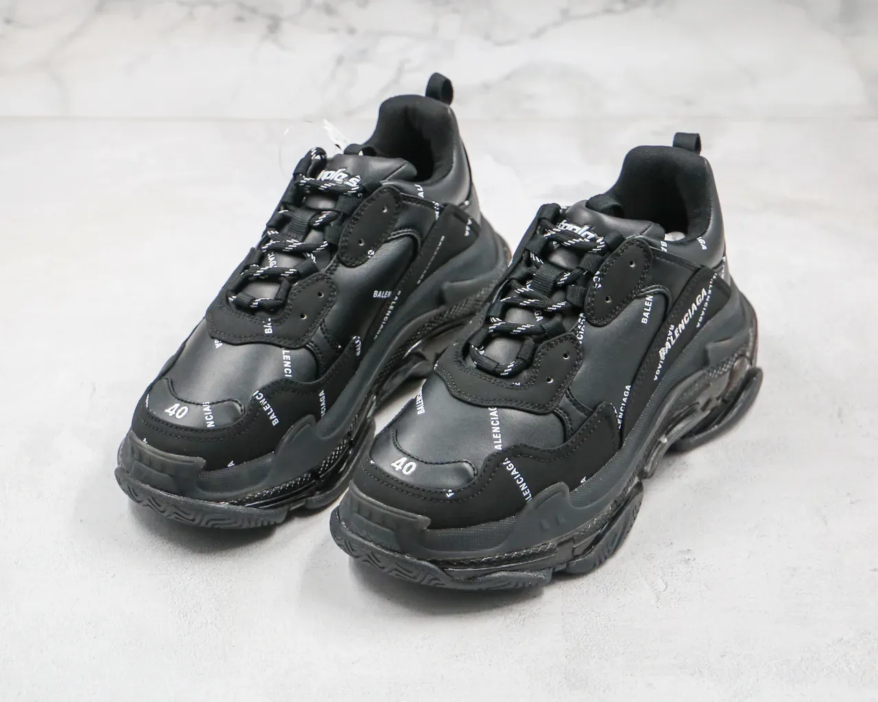 Balenciaga Triple S Black Logo-Print Chunky Sneakers 7