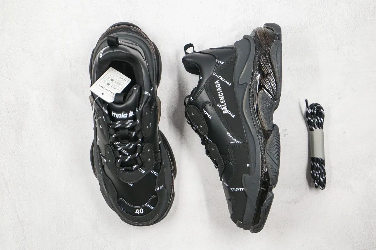 Balenciaga Triple S Black Logo-Print Chunky Sneakers 8