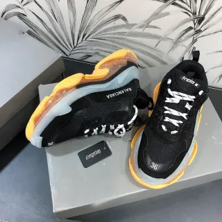 Balenciaga Triple S أحذية سوداء برتقالية شفافة سميكة