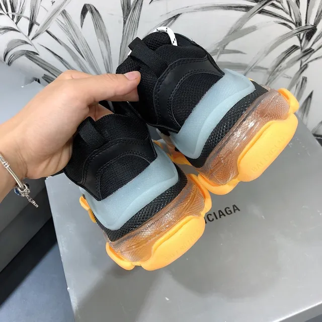 Balenciaga Triple S Sneakers noires orange transparentes chunky 3