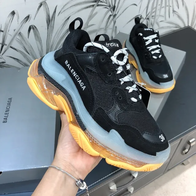 Balenciaga Triple S Sneakers noires orange transparentes chunky 4