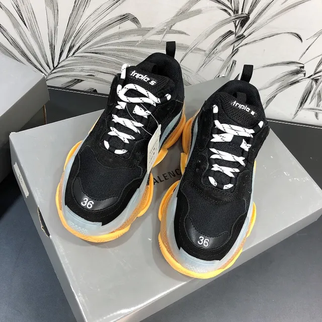 Balenciaga Triple S Sneakers noires orange transparentes chunky 5