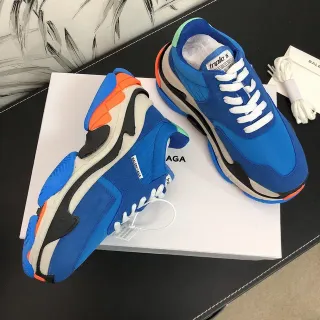 Balenciaga Triple S أزرق برتقالي أسود حذاء شاكي سنيكرز