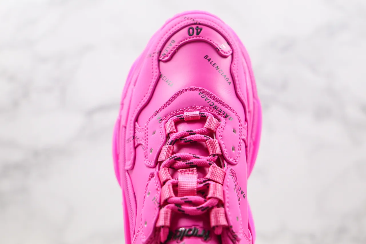 Balenciaga Triple S Monocromo Rosa Tênis Chunky 5