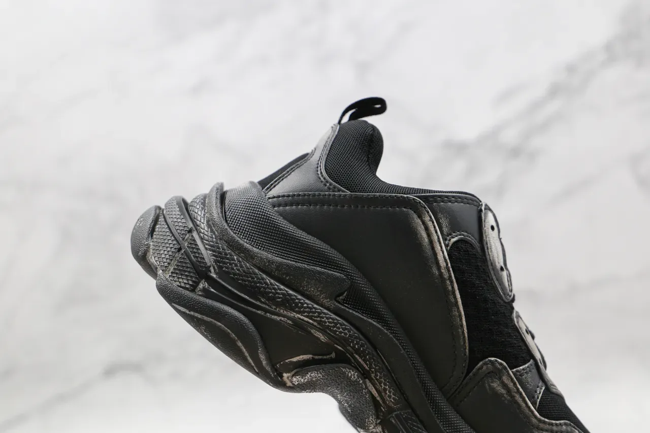 Balenciaga Triple S Runner Black and Silver Chunky Sneakers 5