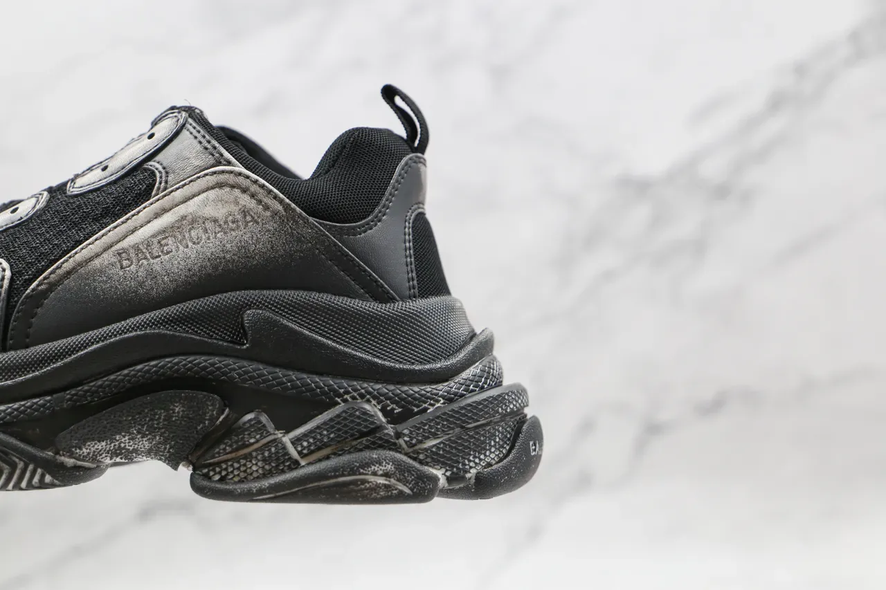 Balenciaga Triple S Runner Black and Silver Chunky Sneakers 7