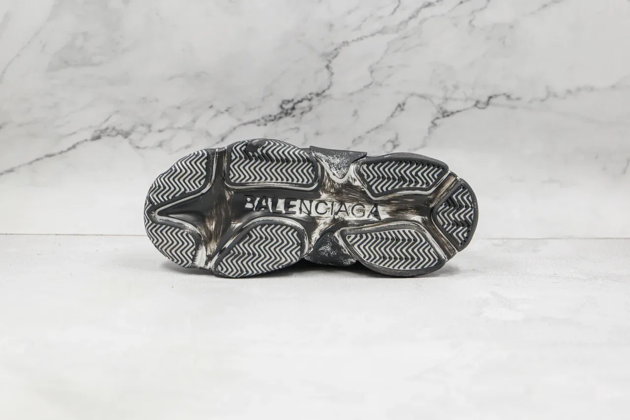 Balenciaga Triple S Runner Black and Silver Chunky Sneakers 8
