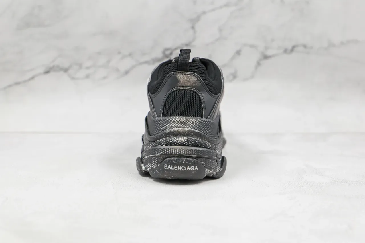 Balenciaga Triple S Runner Black and Silver Chunky Sneakers 9