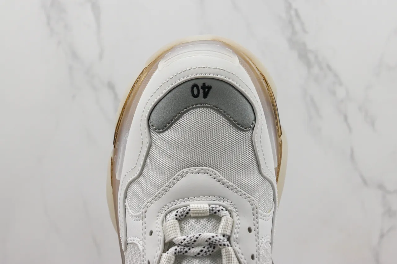 Balenciaga Triple S sneakers chunky blanches et dorées 6