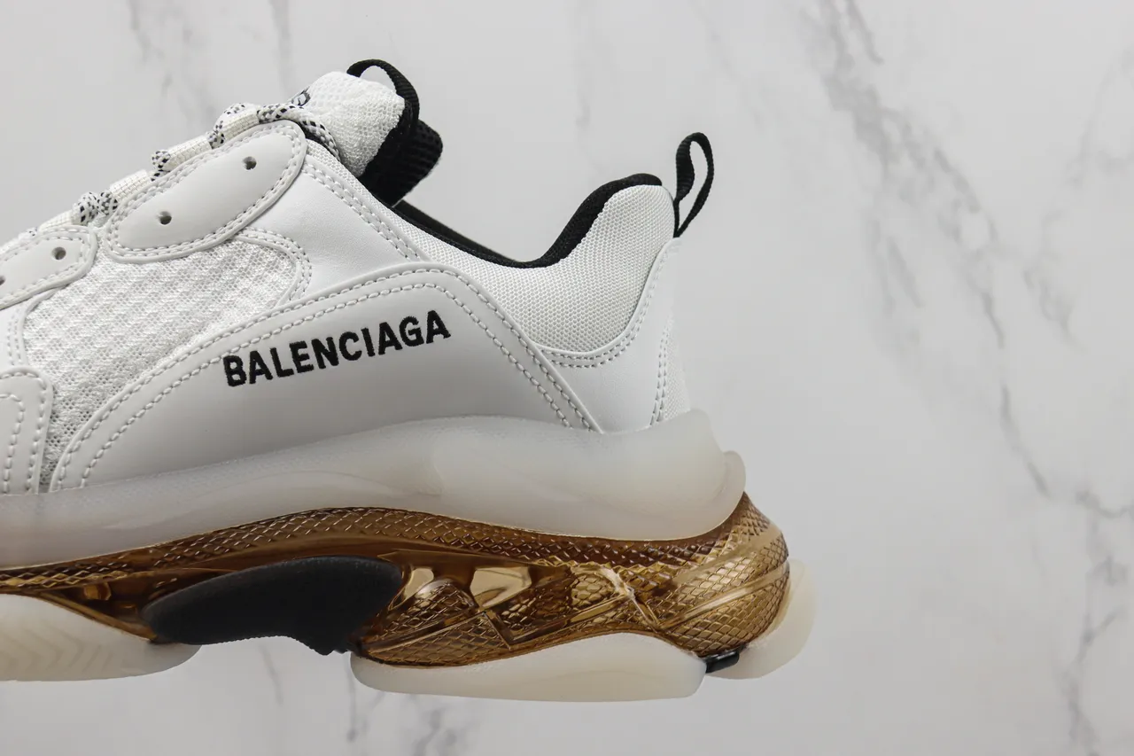 Balenciaga Triple S sneakers chunky blanches et dorées 7
