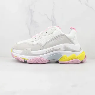 Balenciaga Triple S أبيض رمادي وردي أصفر حذاء رياضي سميك