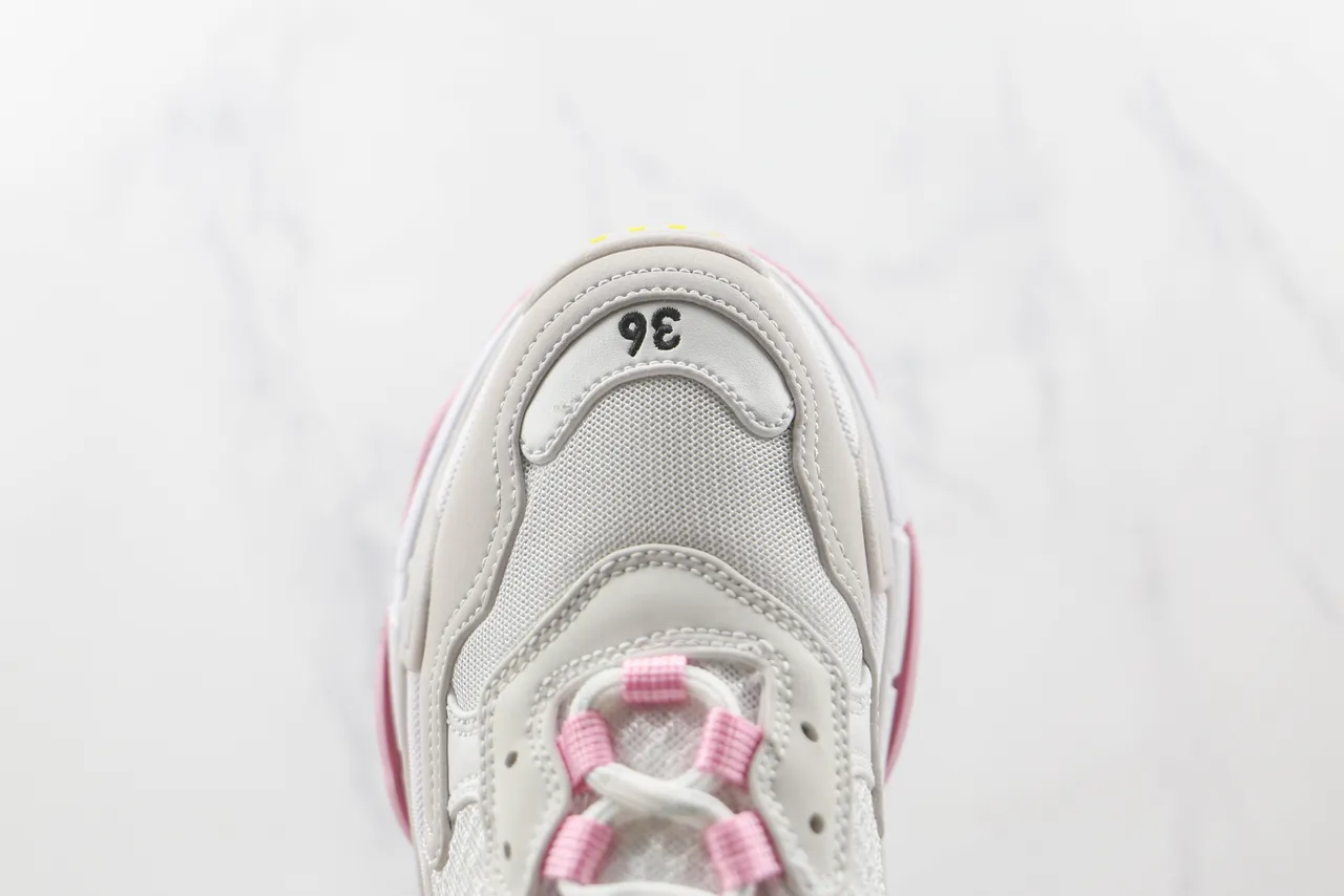 Balenciaga Triple S أبيض رمادي وردي أصفر حذاء رياضي سميك 7