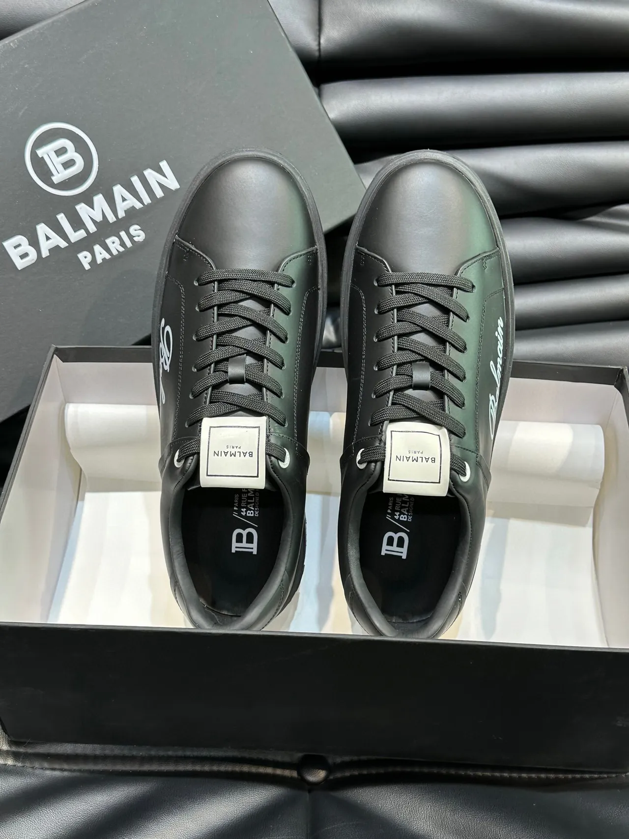 Balmain B-Court Tênis Lifestyle de Couro Preto 4