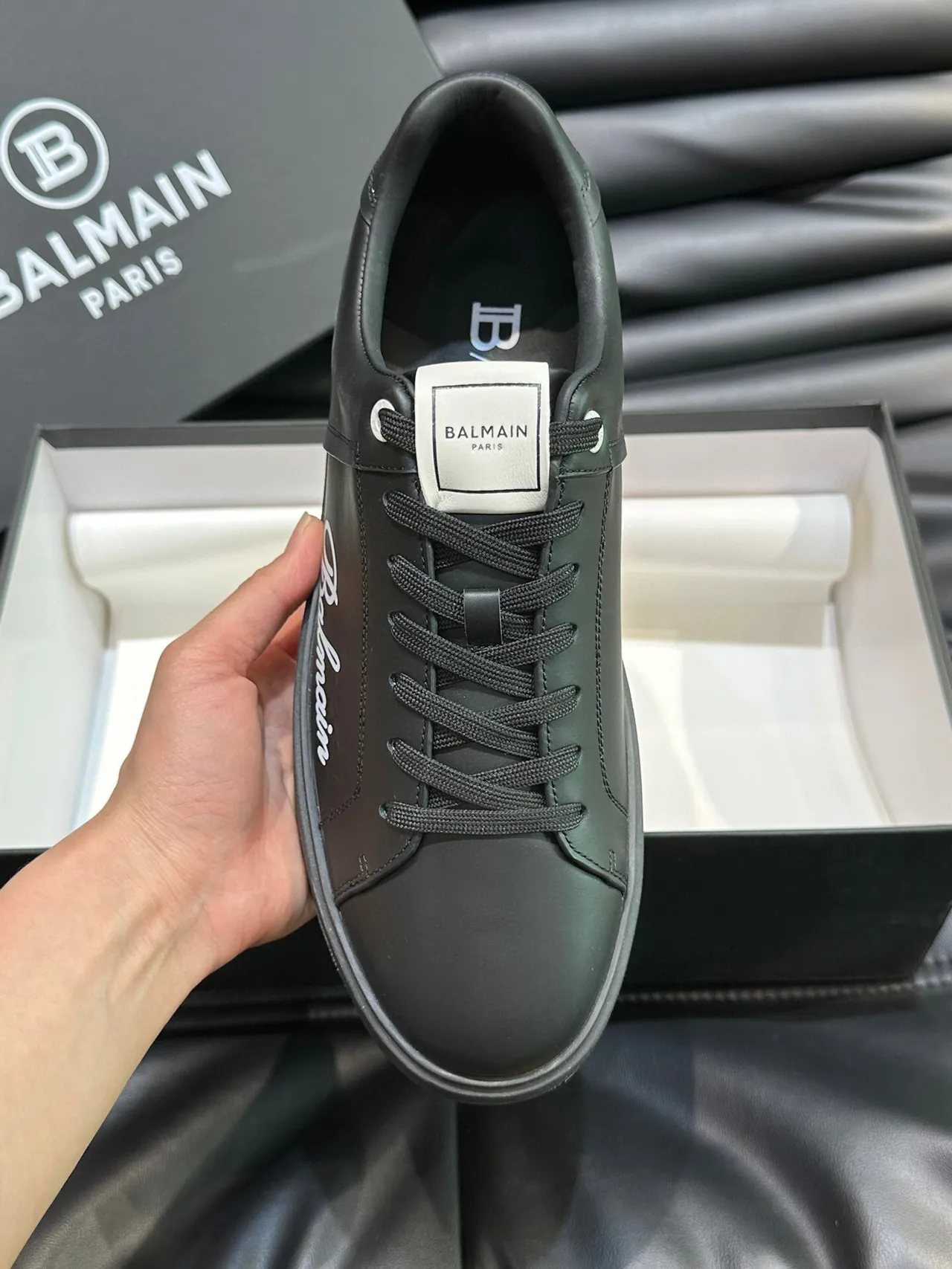 Balmain B-Court Tênis Lifestyle de Couro Preto 7