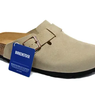 Birkenstock Arizona বেইজ চামড়ার লকড়ির জুতা
