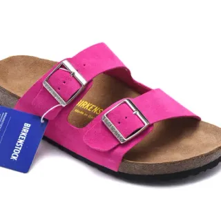 Birkenstock Arizona Fuchsia Daim à Double Boucle Sandales Casual