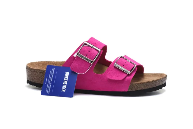 Birkenstock Arizona Fuchsia Daim à Double Boucle Sandales Casual 2