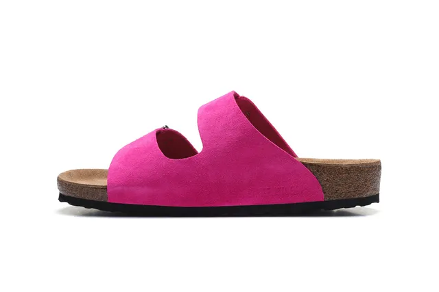 Birkenstock Arizona Fuchsia Daim à Double Boucle Sandales Casual 4