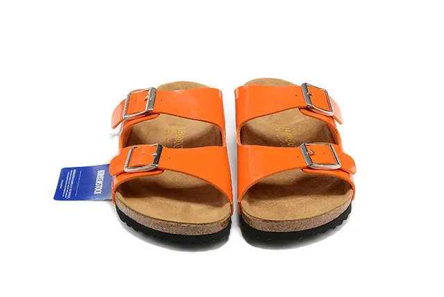 Birkenstock Arizona sandálias casuais de couro vernizado laranja 3
