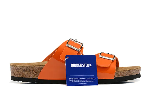 Birkenstock Arizona sandálias casuais de couro vernizado laranja 6