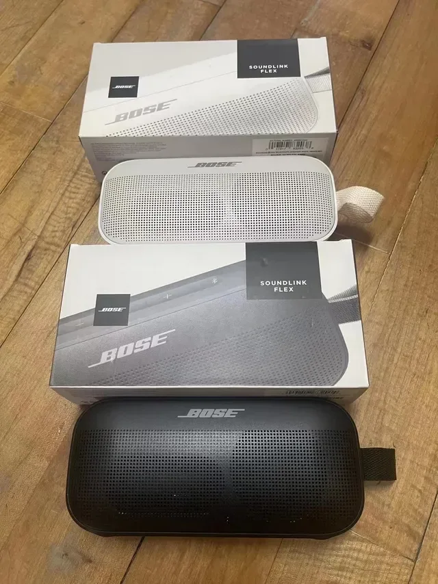 Bose SoundLink Flex Black White Rectangular Compact Body Perforated Metal Grille Portable Speaker 5
