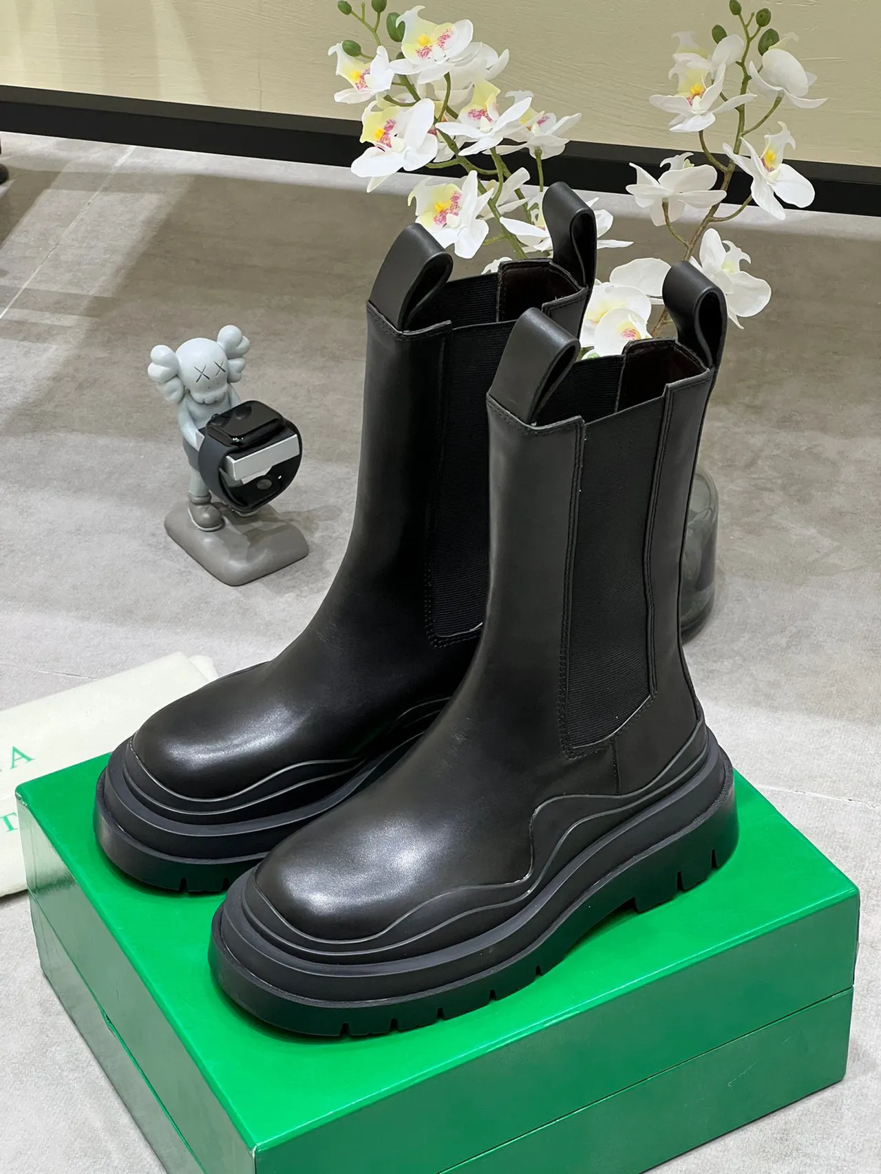 Bottega Veneta Andiamo Bottines en cuir noir à semelle épaisse 2
