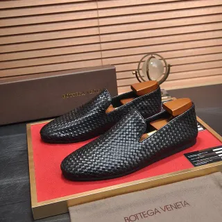 Bottega Veneta 黑色棕色 Intrecciato 编织皮革 一脚蹬乐福鞋