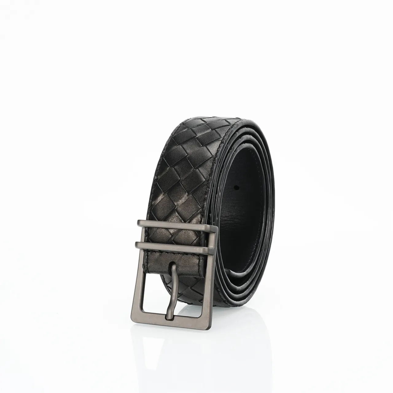 Bottega Veneta Cassette Intrecciato Ceinture en cuir noir 7