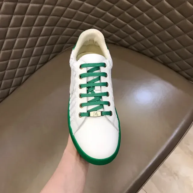Bottega Veneta Cassette White and Green Woven Leather Lifestyle Sneakers 4