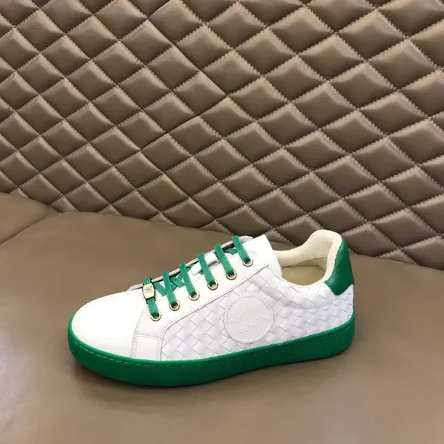 Bottega Veneta Cassette White and Green Woven Leather Lifestyle Sneakers 5