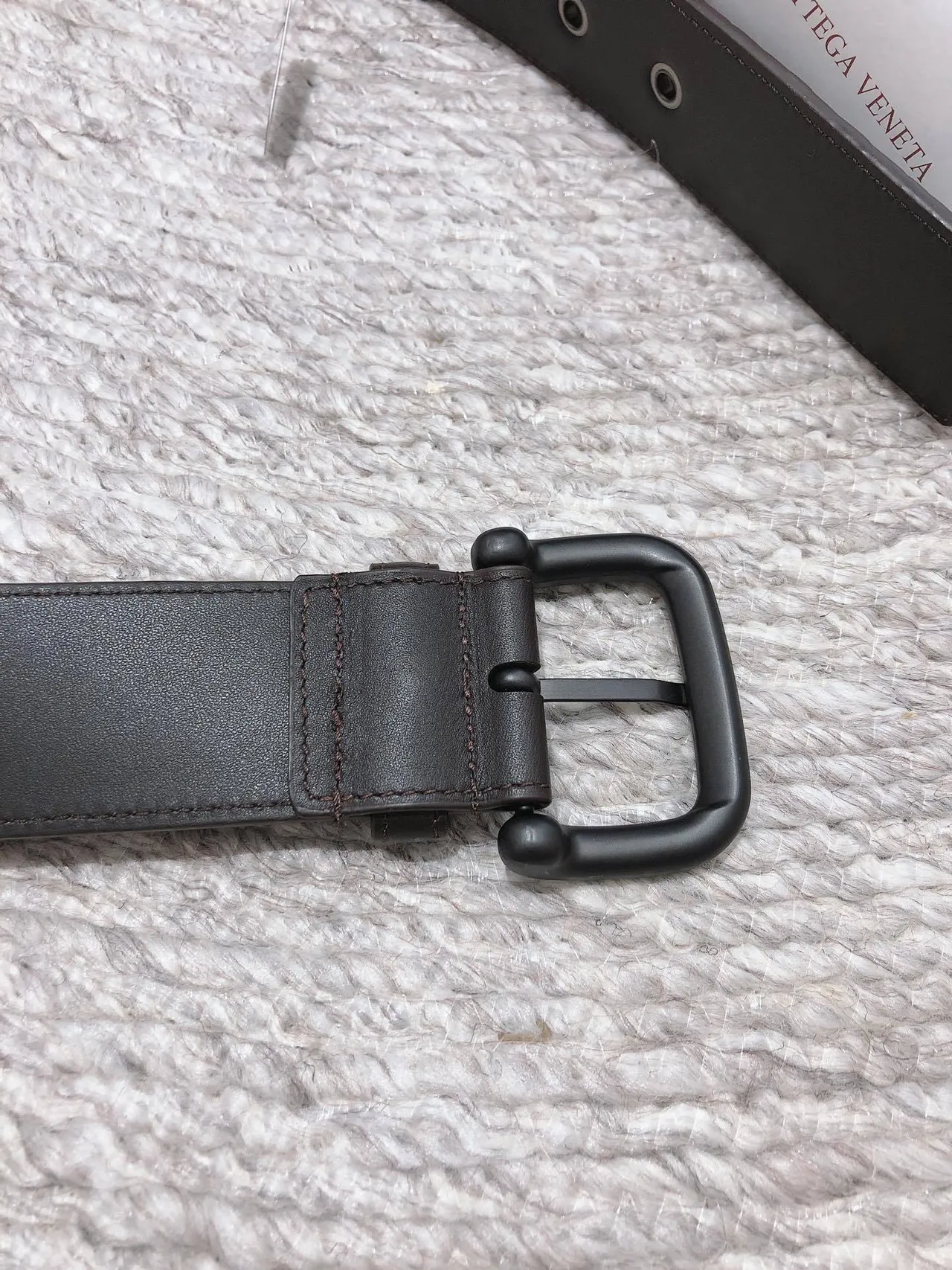 Bottega Veneta Intrecciato Ceinture Marron Noir Tissé Mat Boucle Ceinture en Cuir 3