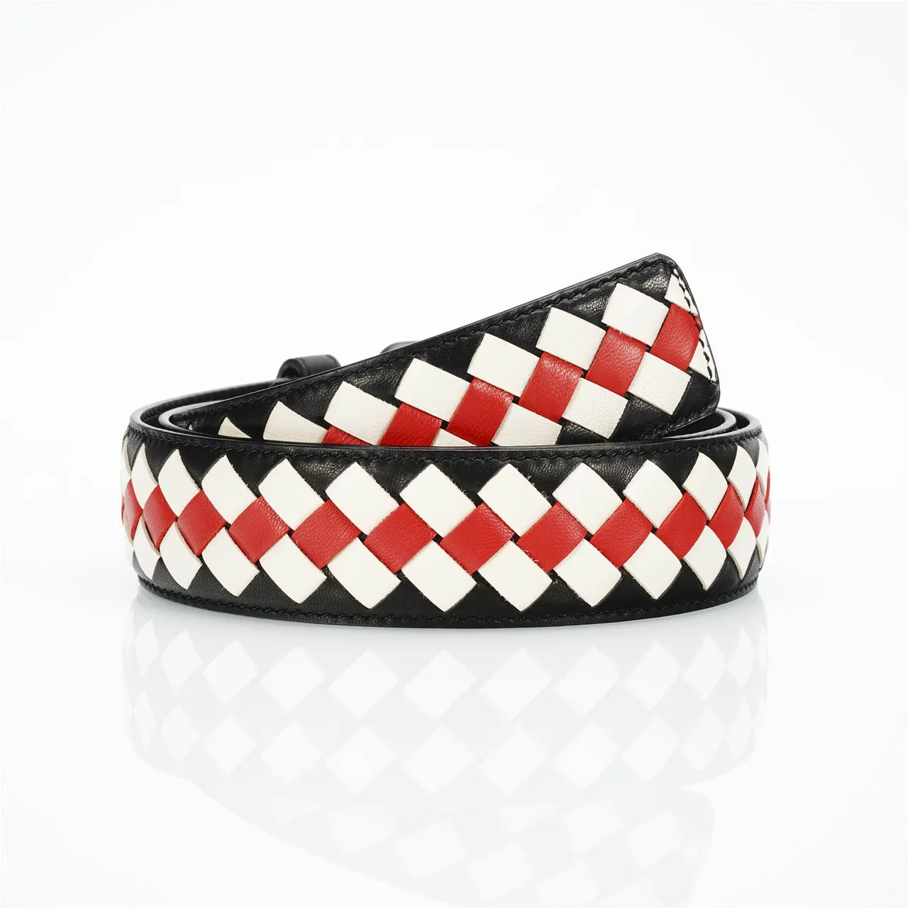 Bottega Veneta Intrecciato Ceinture en cuir noir multicolore tissé multicolore 3