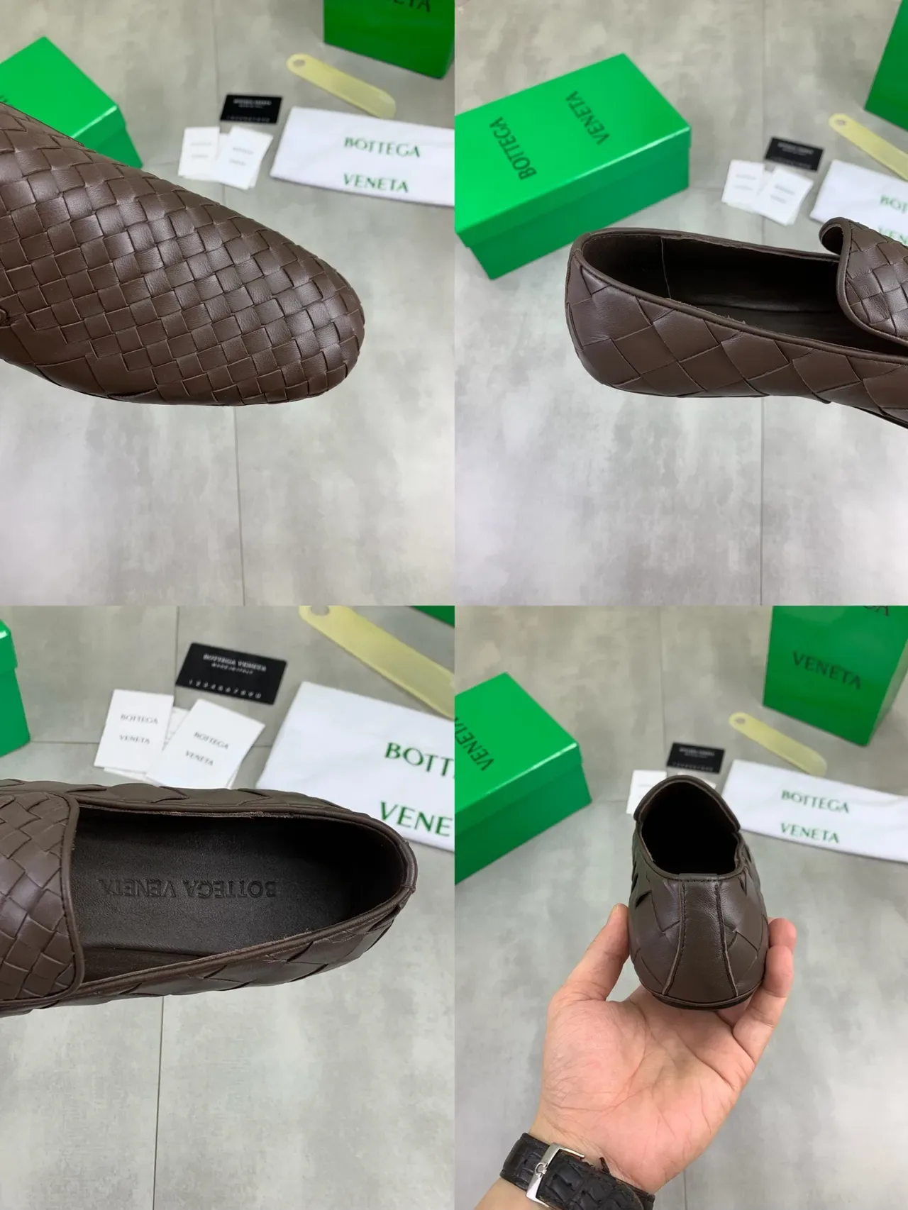 Bottega Veneta Intrecciato Loafer Marron Noir Cuir Tressé Slip-On Loafer 3