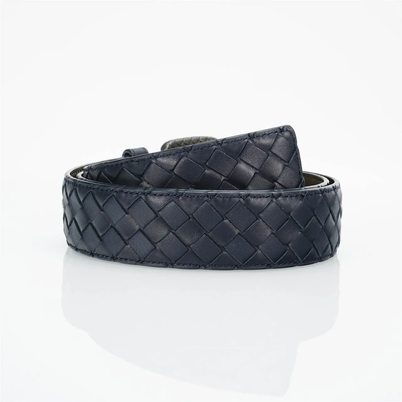 Bottega Veneta Intrecciato tissé Navy cuir ceinture 3
