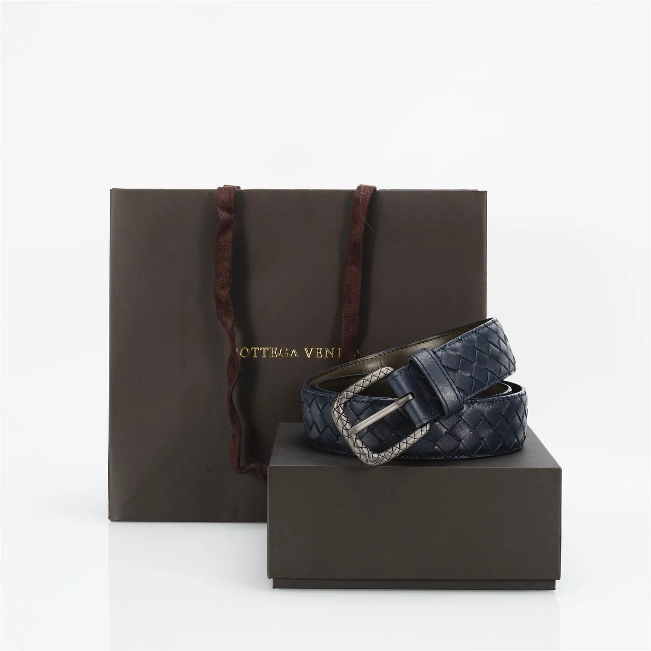Bottega Veneta Intrecciato tissé Navy cuir ceinture 5