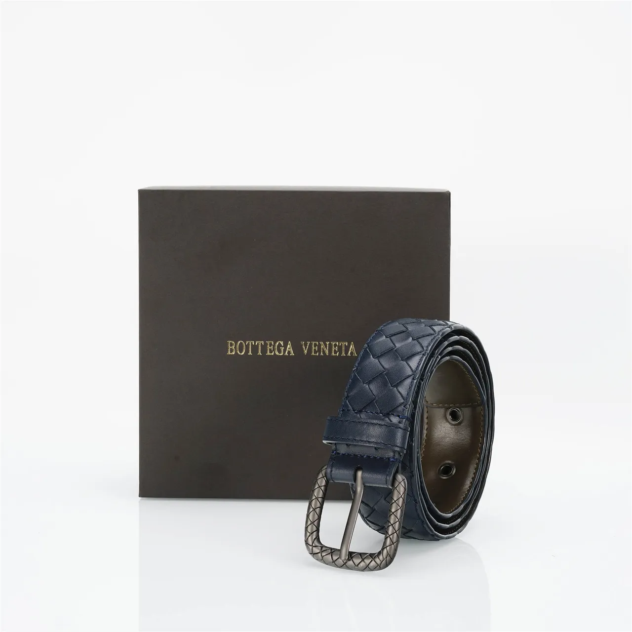 Bottega Veneta Intrecciato tissé Navy cuir ceinture 6