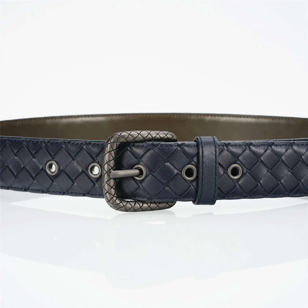 Bottega Veneta Intrecciato tissé Navy cuir ceinture 8