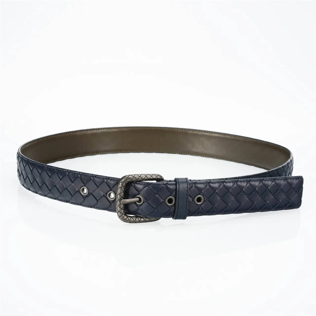 Bottega Veneta Intrecciato tissé Navy cuir ceinture 9