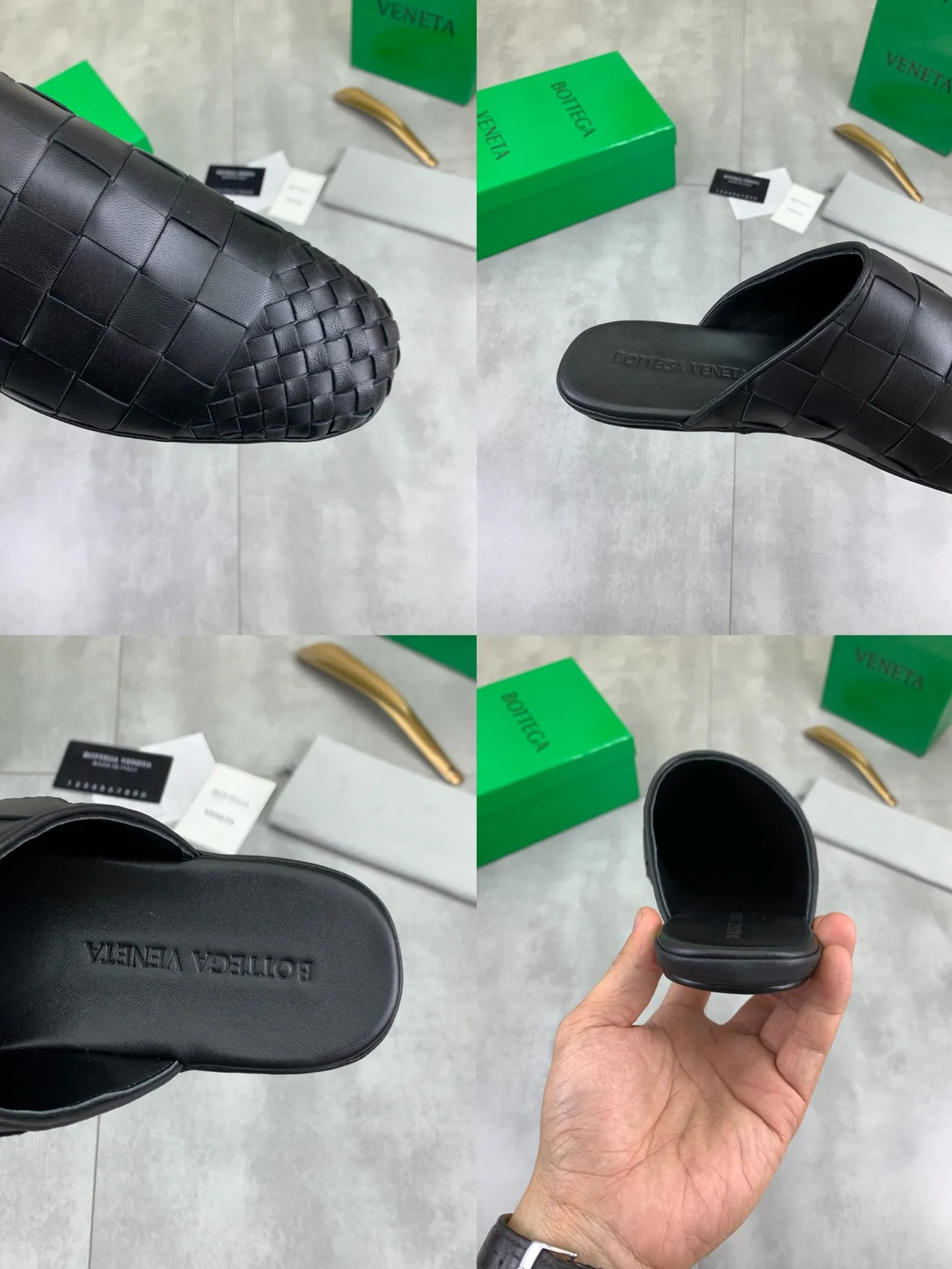 Bottega Veneta Sardine Black Intrecciato جلد منسوج أحذية كاجوال مدببة 2